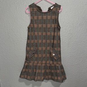 Zara Kids Brown and Gray Plaid Dress